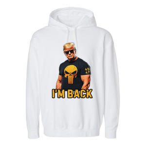 Trump 45 47 IM Back Orange Skull Inauguration 2025 Maga Garment-Dyed Fleece Hoodie