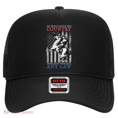 Trump 45 47 Napoleon Riding Horse Usa Flag High Crown Mesh Back Trucker Hat