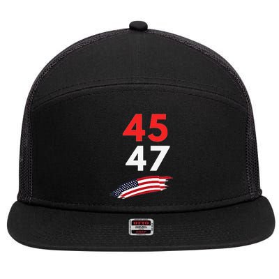 Trump 45 47 Usa Flag Graphic 7 Panel Mesh Trucker Snapback Hat