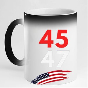 Trump 45 47 Usa Flag Graphic 11oz Black Color Changing Mug