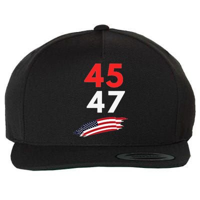 Trump 45 47 Usa Flag Graphic Wool Snapback Cap