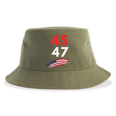 Trump 45 47 Usa Flag Graphic Sustainable Bucket Hat