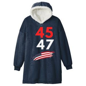 Trump 45 47 Usa Flag Graphic Hooded Wearable Blanket