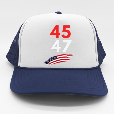 Trump 45 47 Usa Flag Graphic Trucker Hat