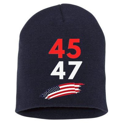 Trump 45 47 Usa Flag Graphic Short Acrylic Beanie