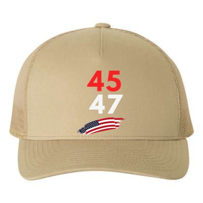 Trump 45 47 Usa Flag Graphic Yupoong Adult 5-Panel Trucker Hat