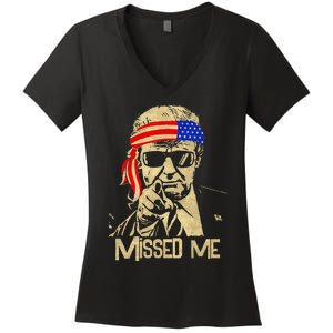 Trump 45 47 Missed Me President 2024 Women's V-Neck T-Shirt