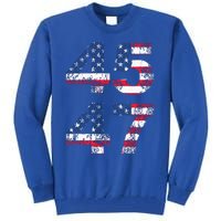 Trump 45 47 2024 President Vintage Distressed Vneck Tall Sweatshirt