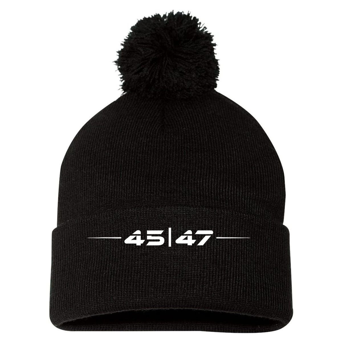 Trump 45 47 Trump Retro Futuristic Design Pom Pom 12in Knit Beanie