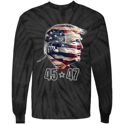 Trump 45 47 Presidential Election Winner Inauguration Tie-Dye Long Sleeve Shirt