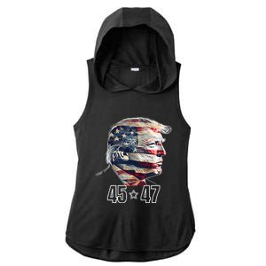 Trump 45 47 Presidential Election Winner Inauguration Ladies PosiCharge Tri-Blend Wicking Draft Hoodie Tank