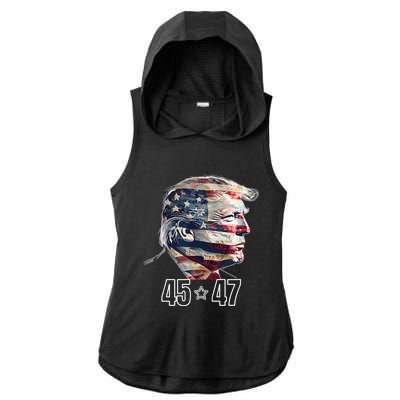 Trump 45 47 Presidential Election Winner Inauguration Ladies PosiCharge Tri-Blend Wicking Draft Hoodie Tank