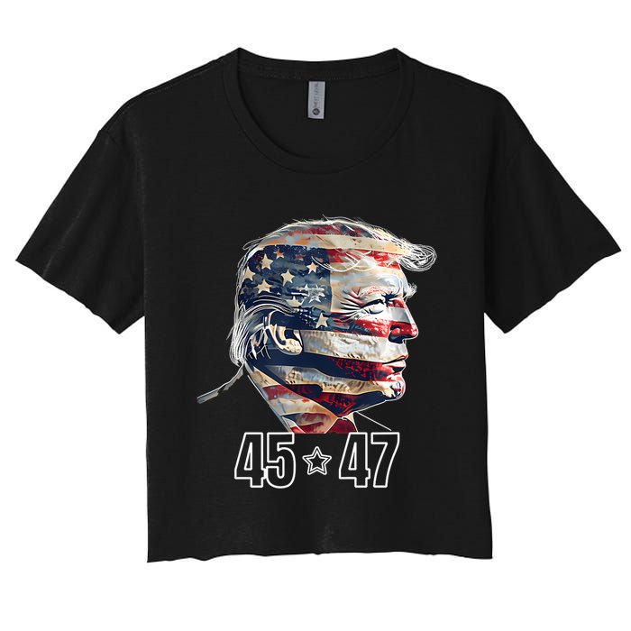 Trump 45 47 Presidential Election Winner Inauguration Women's Crop Top Tee