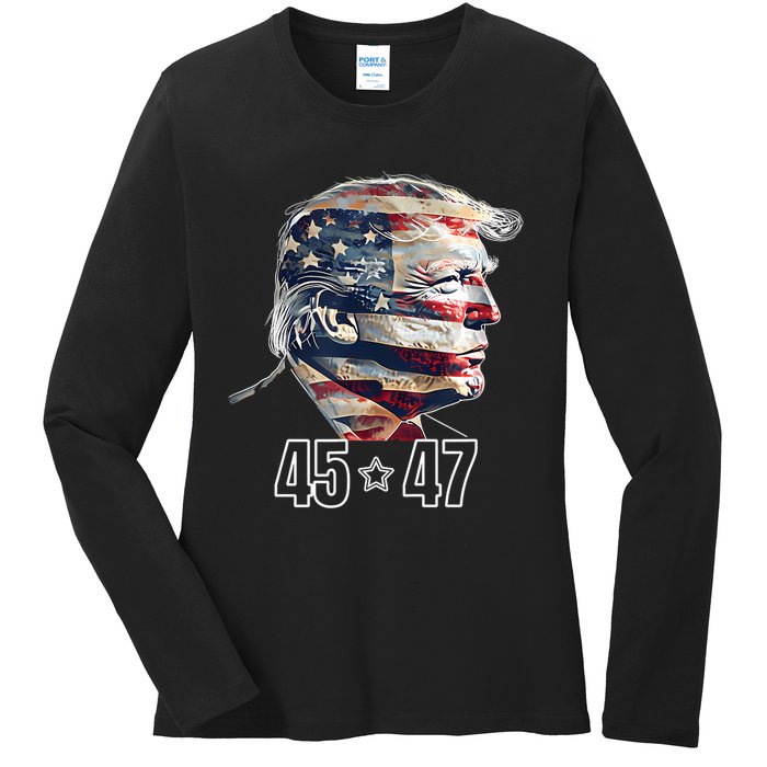 Trump 45 47 Presidential Election Winner Inauguration Ladies Long Sleeve Shirt