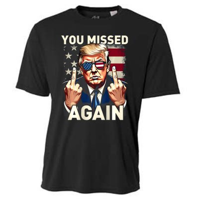 Trump 45 47 You Missed Again Trump 2024 Usa Flag Cooling Performance Crew T-Shirt