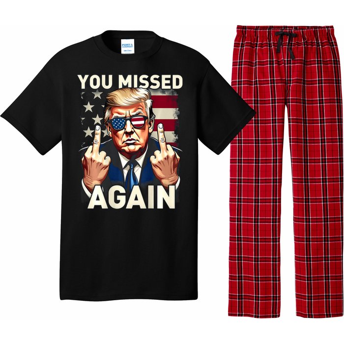 Trump 45 47 You Missed Again Trump 2024 Usa Flag Pajama Set