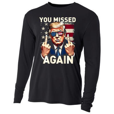 Trump 45 47 You Missed Again Trump 2024 Usa Flag Cooling Performance Long Sleeve Crew