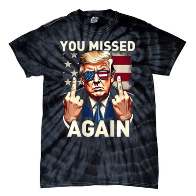 Trump 45 47 You Missed Again Trump 2024 Usa Flag Tie-Dye T-Shirt