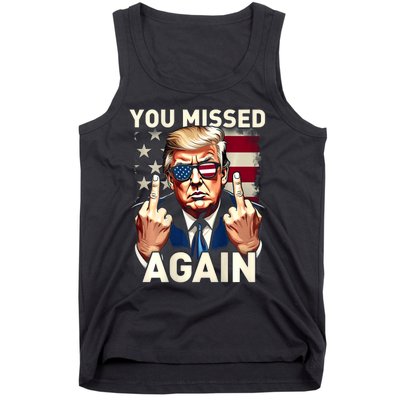 Trump 45 47 You Missed Again Trump 2024 Usa Flag Tank Top