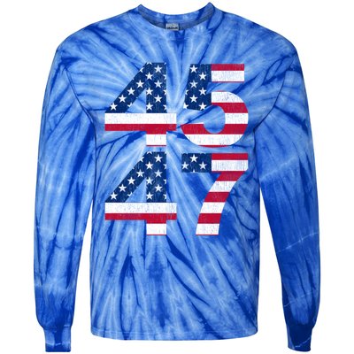 Trump 45 47 2024 President Vintage Great Gift Tie-Dye Long Sleeve Shirt