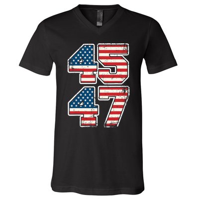 Trump 45 47 2024 President Vintage V-Neck T-Shirt