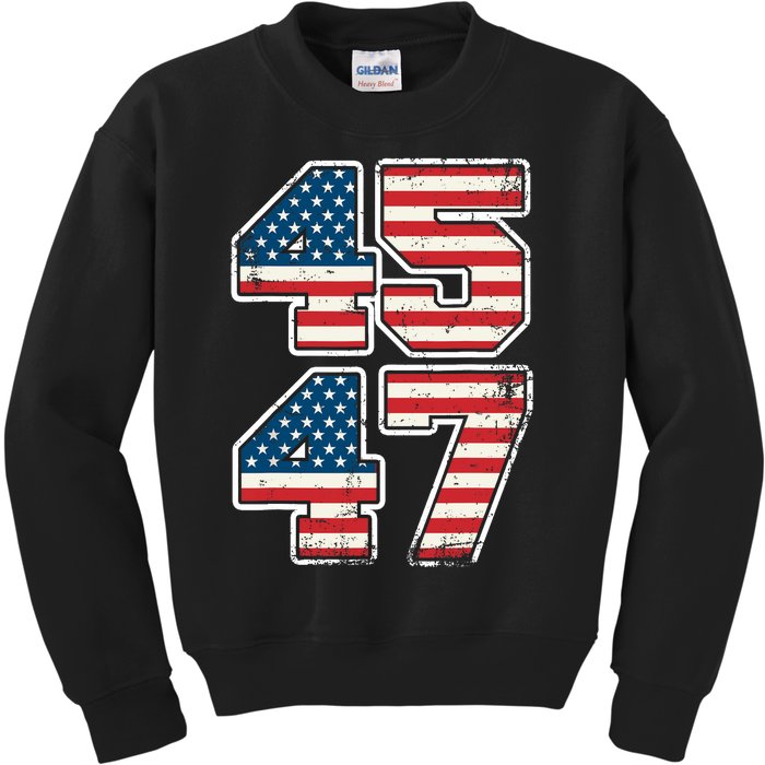 Trump 45 47 2024 President Vintage Kids Sweatshirt