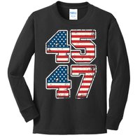 Trump 45 47 2024 President Vintage Kids Long Sleeve Shirt