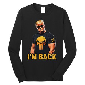 Trump 45 47 IM Back Orange Skull Inauguration 2025 Maga Long Sleeve Shirt