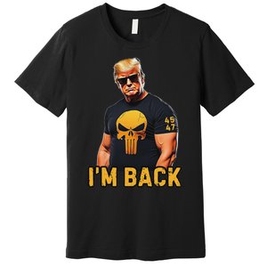 Trump 45 47 IM Back Orange Skull Inauguration 2025 Maga Premium T-Shirt