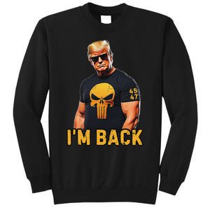 Trump 45 47 IM Back Orange Skull Inauguration 2025 Maga Tall Sweatshirt