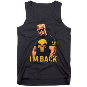 Trump 45 47 IM Back Orange Skull Inauguration 2025 Maga Tank Top