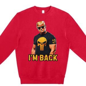 Trump 45 47 IM Back Orange Skull Inauguration 2025 Maga Premium Crewneck Sweatshirt