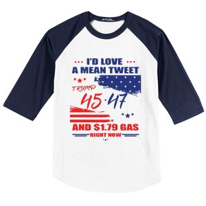 Trump 45 47 ID Love A Mean Tweet Baseball Sleeve Shirt