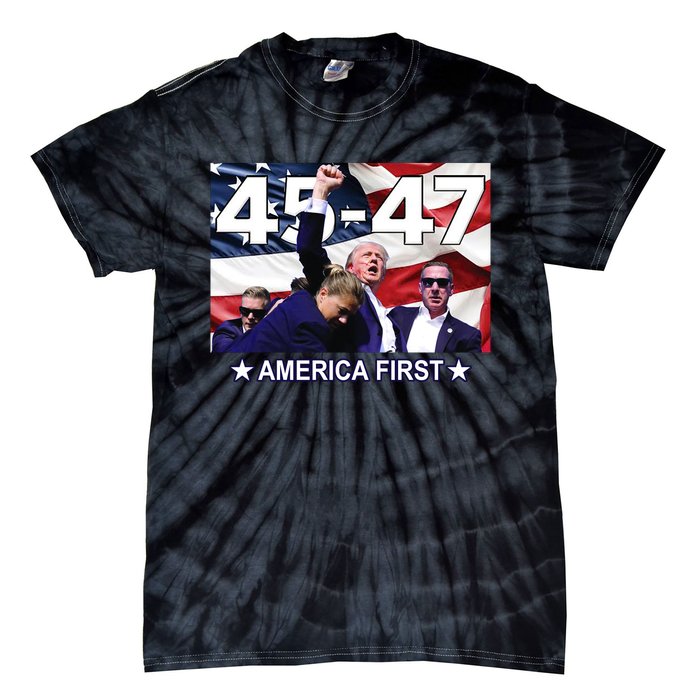 Trump 45 – 47 America First Tie-Dye T-Shirt