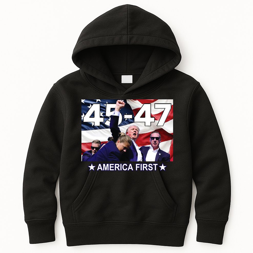 Trump 45 – 47 America First Kids Hoodie