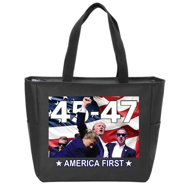 Trump 45 – 47 America First Zip Tote Bag