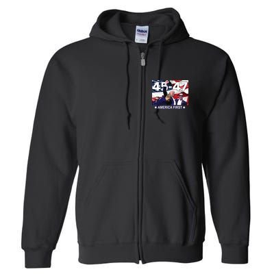 Trump 45 – 47 America First Full Zip Hoodie