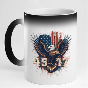 Trump 45 47 American Flag Graphic 11oz Black Color Changing Mug