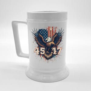 Trump 45 47 American Flag Graphic Beer Stein