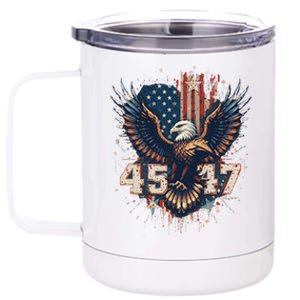 Trump 45 47 American Flag Graphic 12 oz Stainless Steel Tumbler Cup