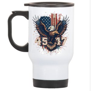 Trump 45 47 American Flag Graphic Stainless Steel Travel Mug