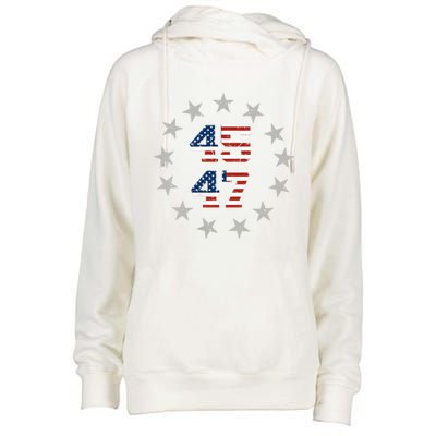 Trump 45 47 Womens Funnel Neck Pullover Hood