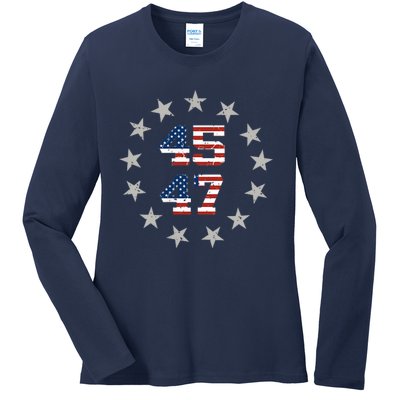 Trump 45 47 Ladies Long Sleeve Shirt