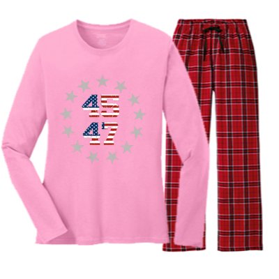 Trump 45 47 Women's Long Sleeve Flannel Pajama Set 