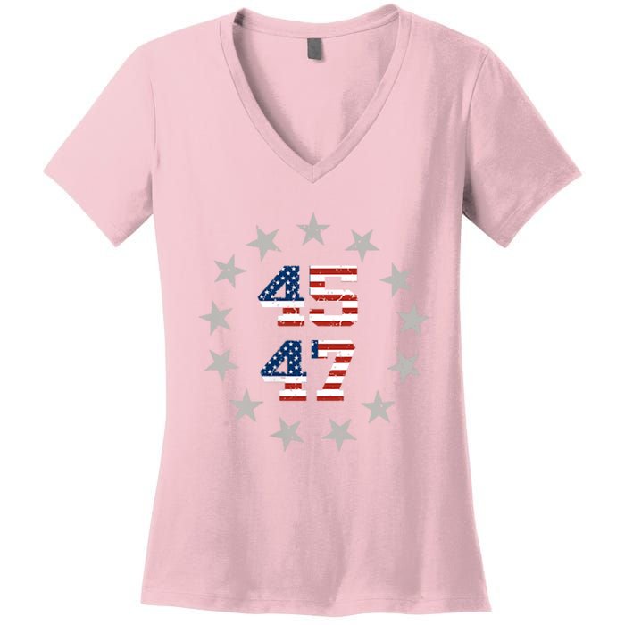 Trump 45 47 Women's V-Neck T-Shirt