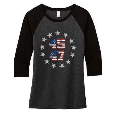 Trump 45 47 Women's Tri-Blend 3/4-Sleeve Raglan Shirt