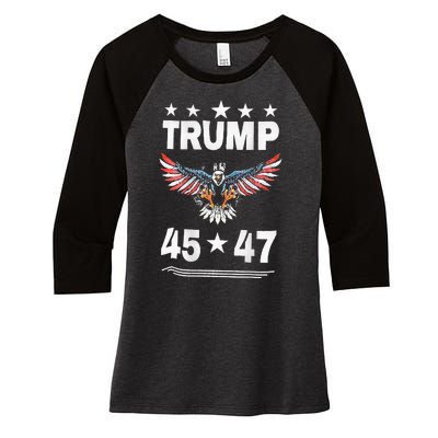 Trump 45 47 Women's Tri-Blend 3/4-Sleeve Raglan Shirt