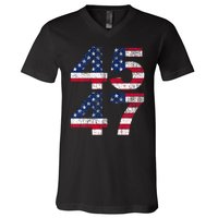 Trump 45 47 2024 President Vintage V-Neck T-Shirt