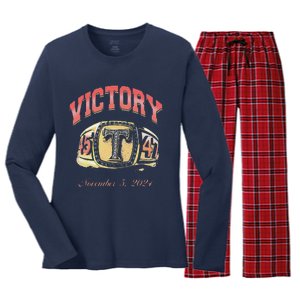 Trump 45 47 America Trump Xmas 2024 Women's Long Sleeve Flannel Pajama Set 