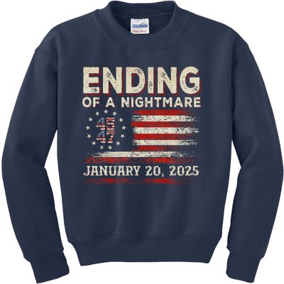 Trump 45 47 Ending Of A Nightmare Us Flag January 20 2025 Kids Sweatshirt